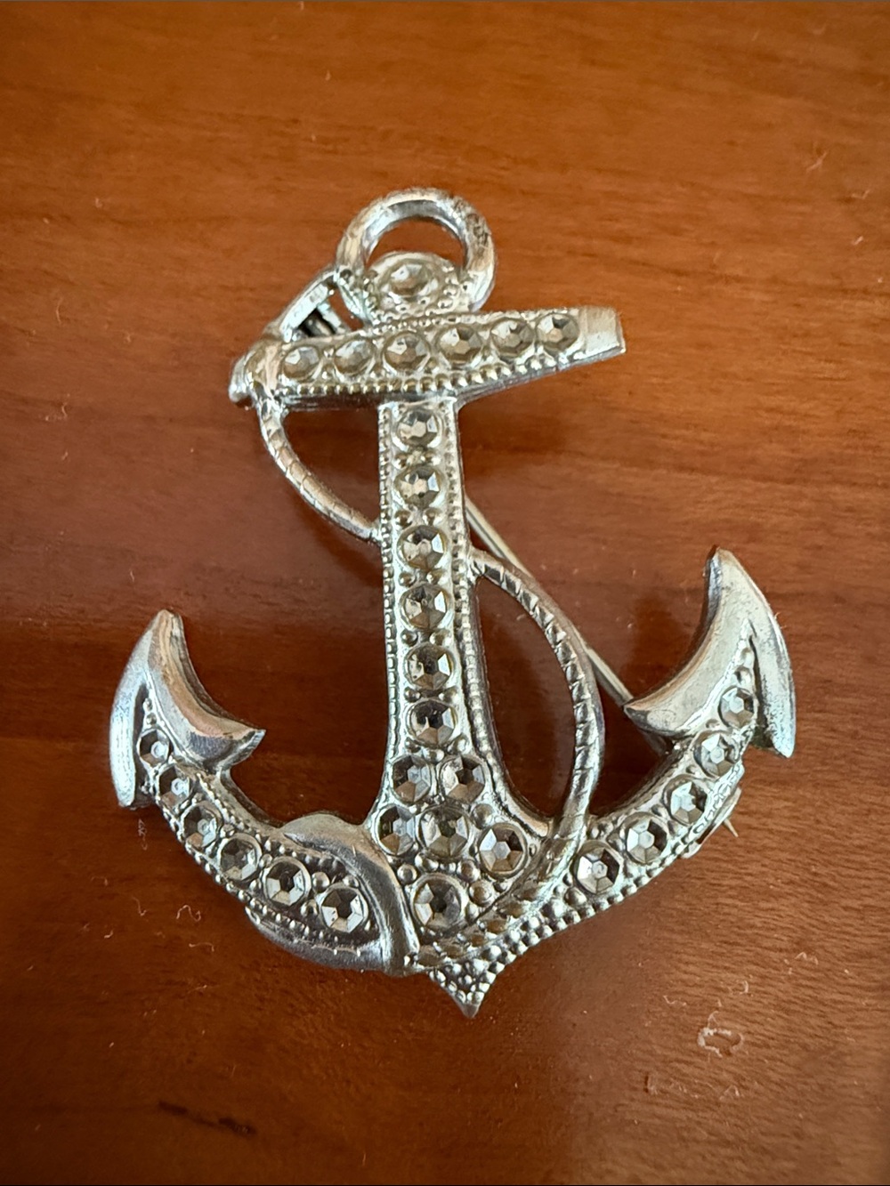 Silver Anchor Brooch/Pin- Decorative Nautical Anchor